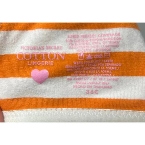 VICTORIA'S SECRET Orange White Stripe Bra Lined Perfect Coverage Womens 36C - Picture 5 of 5